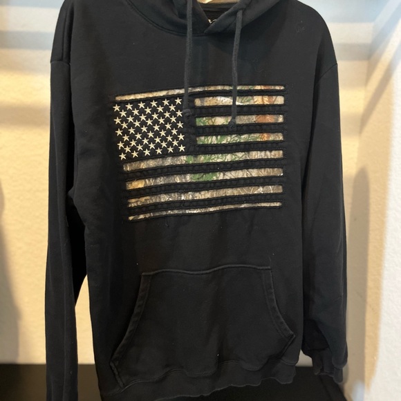 Buck Wear Real Tree Camo American Flag Hoodie Sweatshirt Men's Large - Picture 1 of 5